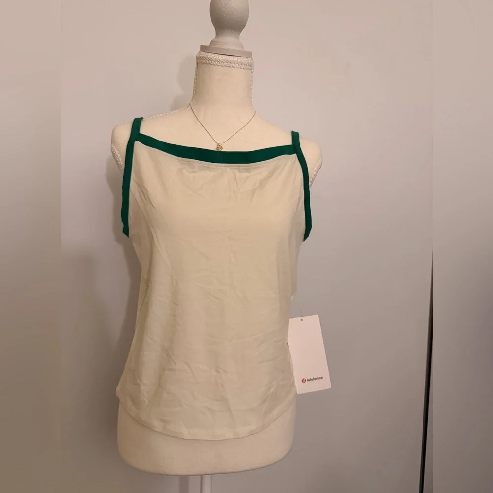 Lululemon Athletica Cream and Green Tank Top